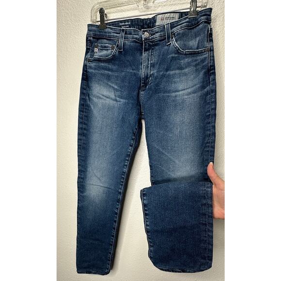 AG Medium Wash Whiskered Raw Hem Harper Essential Straight Leg Jeans 29R - Picture 1 of 12